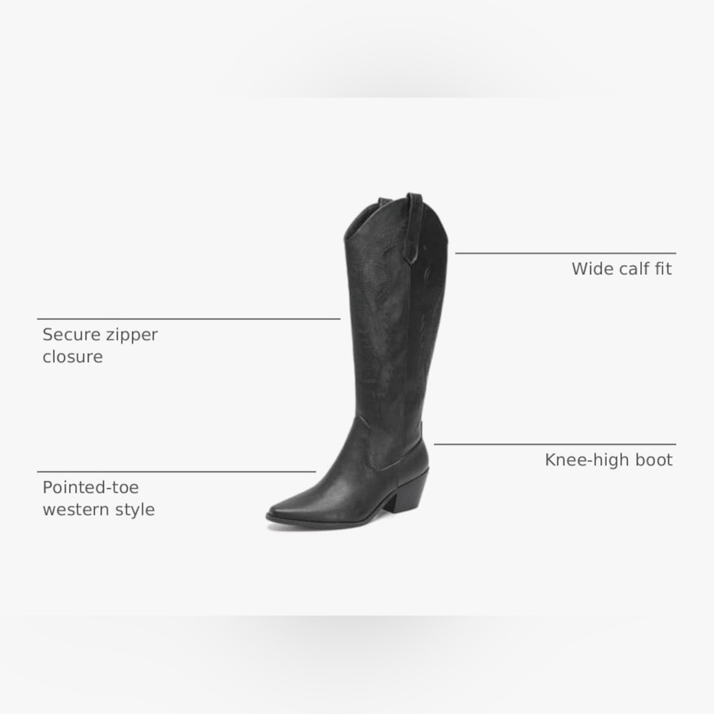 Black Leather Cowboy Boots - Picture 4 of 4
